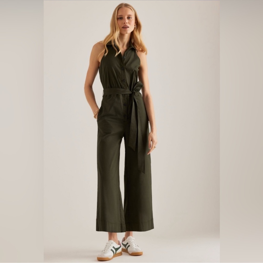 Anthropologie NWT Sz 0 Maeve Magic Fabric top-rated cropped halter jumpsuit